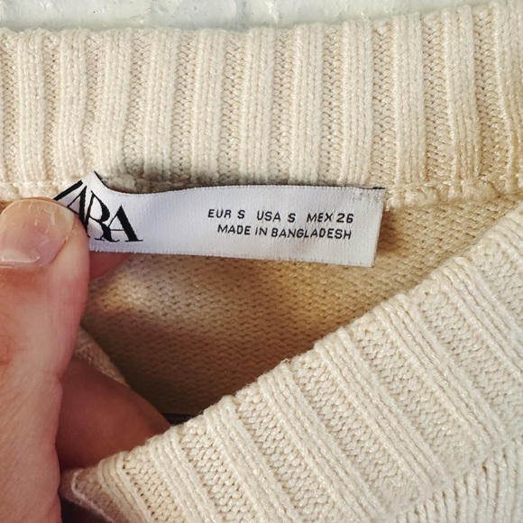 Zara Cream and Black Crew Neck Sweater with Nautical Stripes - Picture 3 of 5